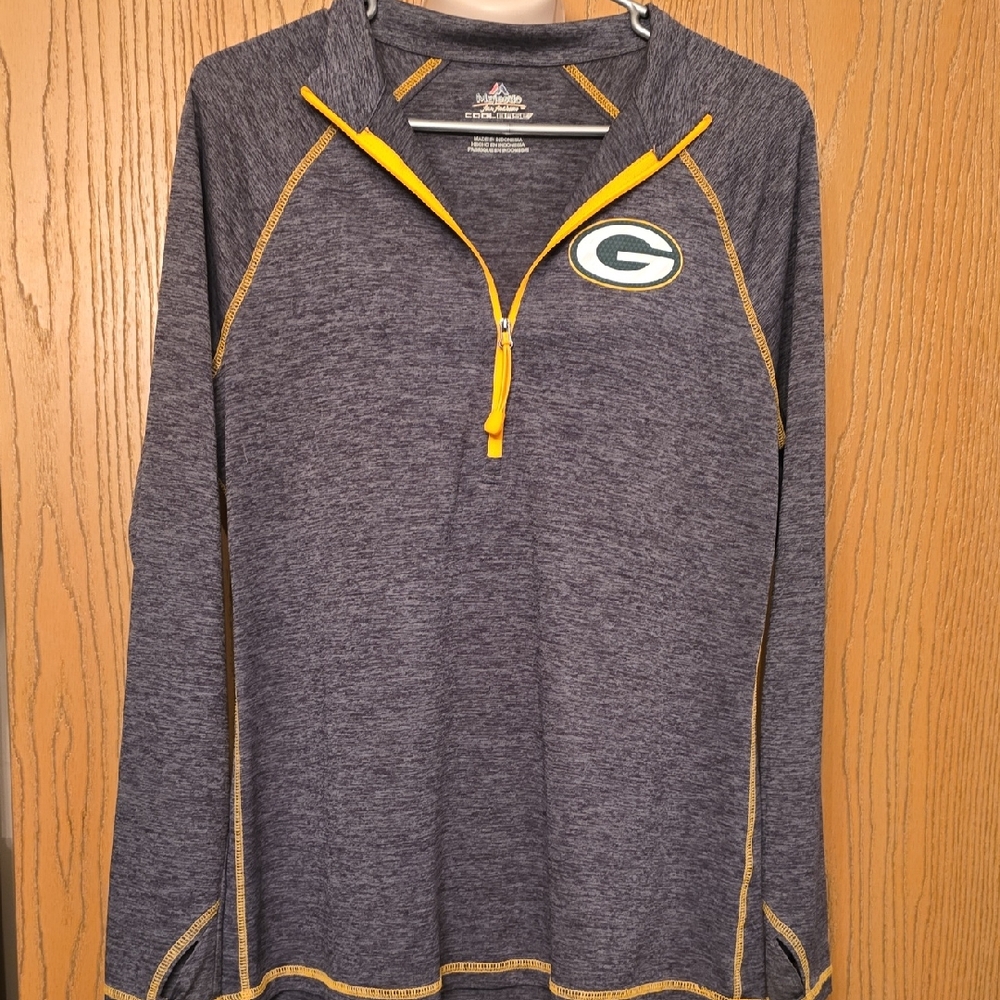 Heather Gray Green Bay Packers Athletic Top W/Thumbholes